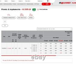 16.5/85-28 Alliance 324 12PR TT TUBE Heavy Duty 2WD MFWA Tractor Tyres Only x 1