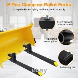 2PCS Clamp on Pallet Forks For Loader Bucket Tractor Skid Steer Heavy Duty 680kg