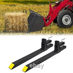 2 PCS Clamp on Pallet Forks for Loader Bucket Skid Steer Tractor, Heavy Duty 680