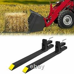 2pcs Clamp on Pallet Forks for Loader Bucket Skid Steer Tractor, Heavy Duty