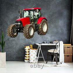 3D Red Tractor I601 Car Wallpaper Mural Poster Transport Wall Stickers Honey