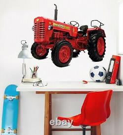 3D Red tractor I191 Car Wallpaper Mural Poster Transport Wall Stickers Angelia