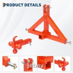 3 Point 2 Receiver Trailer Hitch Category 1 Tractor Tow Drawbar Heavy Duty