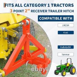 3 Point 2 Receiver Trailer Hitch Category 1 Tractor Tow Drawbar Heavy Duty