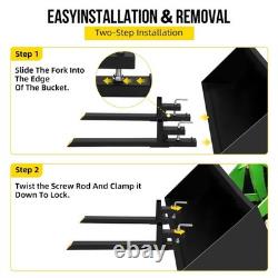 43 in 2500 LBS Clamp on Pallet Forks Heavy Duty Tractor Forks Quick Attach Bu