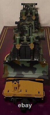 47' TTX Heavy Duty Flat Car with2 D8R Military Tractors 3 Rails O Scale MTH