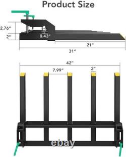 48 Heavy Duty Clamp-On Debris Forks&Tooth Bar for Tractor Bucket 6-Tine 2500LBS