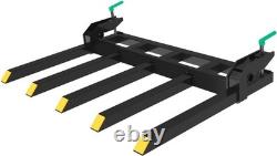 48 Heavy Duty Clamp-On Debris Forks&Tooth Bar for Tractor Bucket 6-Tine 2500LBS