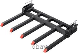 48in Clamp-On Debris Forks, 1130kg Heavy Duty 5 Tine Tractor Bucket Attachment