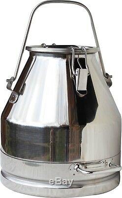 5 Gal. Milk Can Tote (Bail Handle) Stainless Steel 20 Qt. Heavy Duty Sealed Lid