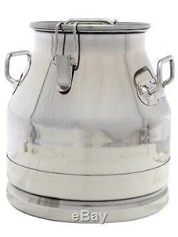 5 Gal. Milk Can Tote, Stainless Steel 20 Qt. Heavy Duty Sides, Strong Sealed Lid