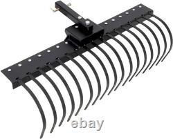 60 Landscape Rake Heavy Duty Rock Rake with 20 Removable Tine for Tractor ATV UTV