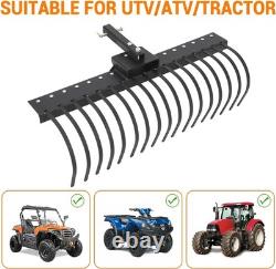 60 Landscape Rake Heavy Duty Rock Rake with 20 Removable Tine for Tractor ATV UTV