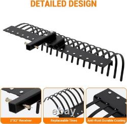 60 Landscape Rake Heavy Duty Rock Rake with 20 Removable Tine for Tractor ATV UTV