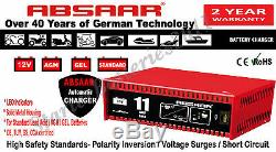 ABSAAR 12V 11A HEAVY DUTY Car Van Tractor Battery Charger FULLY AUTOMATIC
