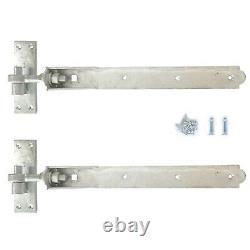Adjustable Gate Hinges Pair 10 or 12 Galv Steel Heavy Duty Gates Hook And Band