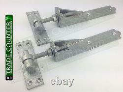 Adjustable Gate Hinges Pair 10 or 12 Galv Steel Heavy Duty Gates Hook And Band