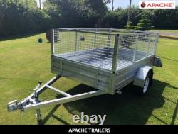 Brand New Fully Galvanized Trailer 8ft x 5ft Heavy Duty With Cage Sides, APACHE