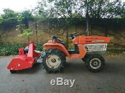 Compact tractor kubota 4x4, serviced and tested with heavy duty flail mower 1.2m