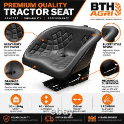 Ford 2600 3600 4600 Tractor Seat Heavy Duty Mechanical Suspension Black