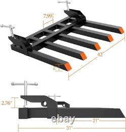 Forks to 48 Bucket Heavy Duty Clamp-On Pallet Fork 2500 Lbs Tractor Attachment