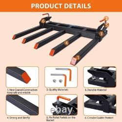 Forks to 48 Bucket Heavy Duty Clamp-On Pallet Fork 2500 Lbs Tractor Attachment