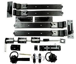Gate Kit Fitting Hinges Double Garage Door 18 to 36 Inch Galv / Black Heavy Duty