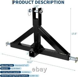 Heavy Duty 3-Point Linkage Hitch Receiver for Category 1 Tractors 6000 Lbs