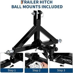 Heavy Duty 3-Point Linkage Hitch Receiver for Category 1 Tractors 6000 Lbs