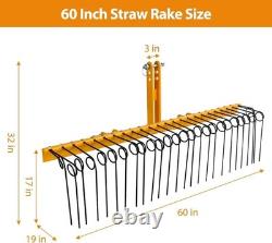 Heavy Duty 60in Tractor 3-Point Linkage Landscape Rake 26 Spring Tines Garden