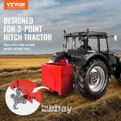 Heavy Duty 800lbs Capacity Tractor Ballast Box 3 Point Hitch Steel Red 5cu. Ft