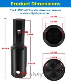 Heavy Duty Auger Adapter 2-9/16 Female Round to 2 Male Hex for Augers, Tractor