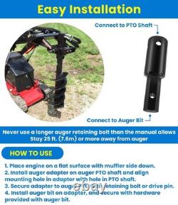 Heavy Duty Auger Adapter 2-9/16 Female Round to 2 Male Hex for Augers, Tractor