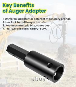 Heavy Duty Auger Adapter 2-9/16 Female Round to 2 Male Hex for Augers, Tractor Heavy Duty Auger Adapter 2-9/16 Female Round to 2 Male Hex for Augers, Tractor