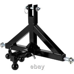 Heavy Duty Cat 1 3 Point Hitch Receiver 2in Tow Adapter with Multi Ball Hook Set