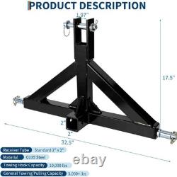 Heavy Duty Cat 1 3 Point Hitch Receiver 2in Tow Adapter with Multi Ball Hook Set