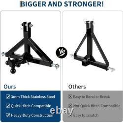 Heavy Duty Cat 1 3 Point Hitch Receiver 2in Tow Adapter with Multi Ball Hook Set