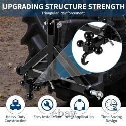 Heavy Duty Cat 1 3 Point Hitch Receiver 2in Tow Adapter with Multi Ball Hook Set