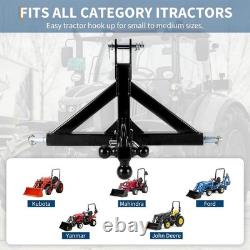 Heavy Duty Cat 1 3 Point Hitch Receiver 2in Tow Adapter with Multi Ball Hook Set