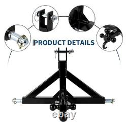 Heavy Duty Cat 1 3 Point Hitch Receiver 2in Tow Adapter with Multi Ball Hook Set