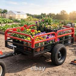 Heavy Duty Garden Cart Dump Cart Garden Dump Wagon for ATV UTV Tractor 680kg Red