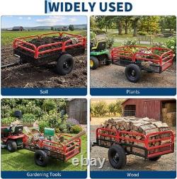 Heavy Duty Garden Cart Dump Cart Garden Dump Wagon for ATV UTV Tractor 680kg Red
