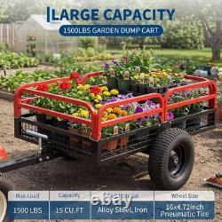 Heavy Duty Garden Cart Dump Cart Garden Dump Wagon for ATV UTV Tractor 680kg Red