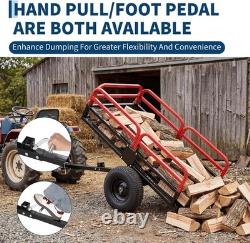 Heavy Duty Garden Cart Dump Cart Garden Dump Wagon for ATV UTV Tractor 680kg Red