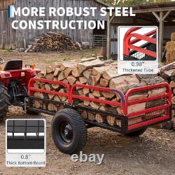 Heavy Duty Garden Cart Dump Cart Garden Dump Wagon for ATV UTV Tractor 680kg Red