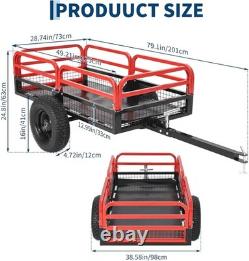 Heavy Duty Garden Cart Dump Cart Garden Dump Wagon for ATV UTV Tractor 680kg Red