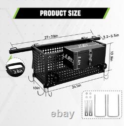 Heavy Duty Tractor Tool Box, Tractor Tool Tray with Lockbox and 27-39Adjustable