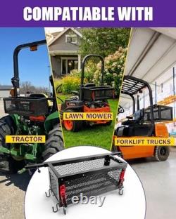 Heavy Duty Tractor Tool Box, Universal Tractor Basket with Tray Accessories
