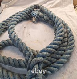 Heavy duty tow rope 4,6 m long 40 mm dia 3 strand with 3 d shackles see listing