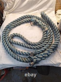 Heavy duty tow rope 4,6 m long 40 mm dia 3 strand with 3 d shackles see listing